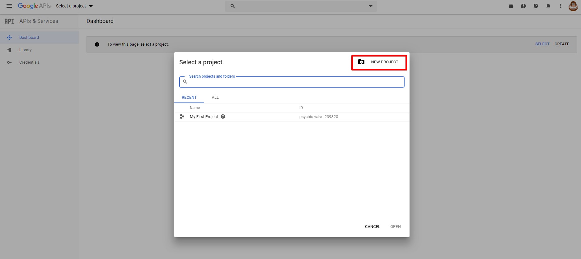 Step 10. Tap on NEW PROJECT Step 10. Tap on NEW PROJECT